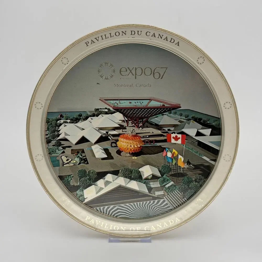 Vintage Expo 67 Montreal Metal Tray Canada Pavilion Souvenir World Fair 12